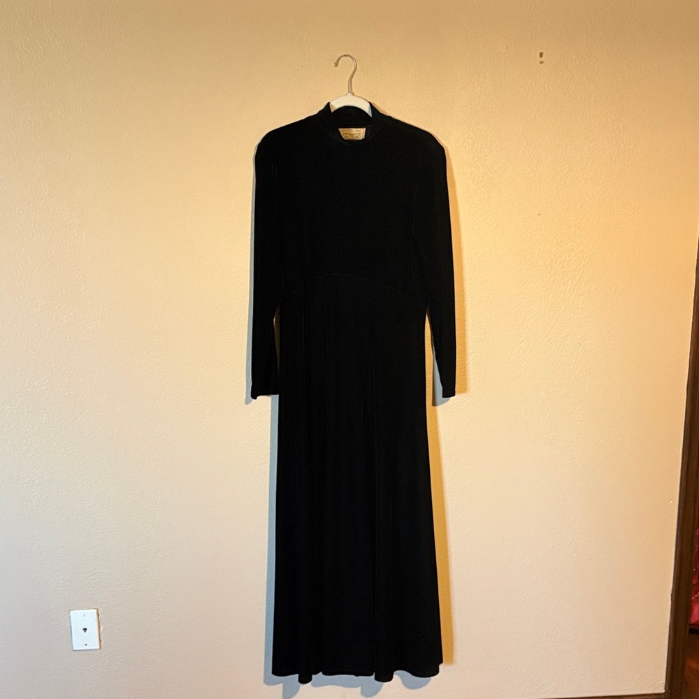 Double D Ranch Wear Elegant Black Velvet Long Sleeve A-line Dress
